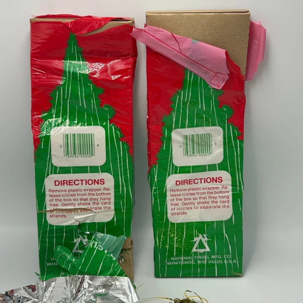 Vintage Christmas 80s Icicles Tinsel Tree Silver Gold 18